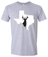 Load image into Gallery viewer, Short Sleeve T-Shirt Texas Athletic Heather Whitetail Deer Vibrant Design High Quality Tight Knit Ring Spun Low Maintenance Cotton Printed With The Newest Available Color Transfer Technology