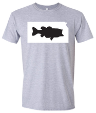 Load image into Gallery viewer, Short Sleeve T-Shirt Kansas Athletic Heather Large Mouth Bass Vibrant Design High Quality Tight Knit Ring Spun Low Maintenance Cotton Printed With The Newest Available Color Transfer Technology