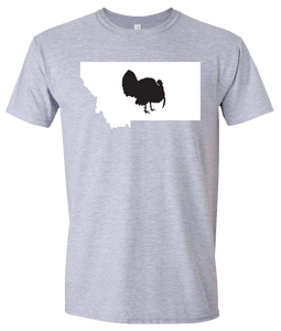 Short Sleeve T-Shirt Montana Athletic Heather Turkey Vibrant Design High Quality Tight Knit Ring Spun Low Maintenance Cotton Printed With The Newest Available Color Transfer Technology