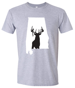Short Sleeve T-Shirt Alabama Athletic Heather Whitetail Deer Vibrant Design High Quality Tight Knit Ring Spun Low Maintenance Cotton Printed With The Newest Available Color Transfer Technology
