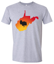 Load image into Gallery viewer, Short Sleeve T-Shirt West Virginia Athletic Heather Turkey Vibrant Design High Quality Tight Knit Ring Spun Low Maintenance Cotton Printed With The Newest Available Color Transfer Technology