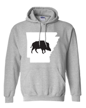 Load image into Gallery viewer, Pullover Hooded Sweatshirt Arkansas Athletic Heather Wild Hog Vibrant Design High Quality Tight Knit Ring Spun Low Maintenance Cotton Printed With The Newest Available Color Transfer Technology