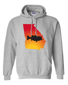 Pullover Hooded Sweatshirt Georgia Athletic Heather Large Mouth Bass Vibrant Design High Quality Tight Knit Ring Spun Low Maintenance Cotton Printed With The Newest Available Color Transfer Technology