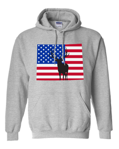 Pullover Hooded Sweatshirt Wyoming Athletic Heather Elk Vibrant Design High Quality Tight Knit Ring Spun Low Maintenance Cotton Printed With The Newest Available Color Transfer Technology