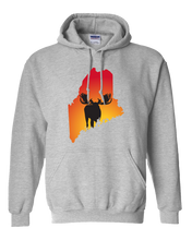 Load image into Gallery viewer, Pullover Hooded Sweatshirt Maine Athletic Heather Moose Vibrant Design High Quality Tight Knit Ring Spun Low Maintenance Cotton Printed With The Newest Available Color Transfer Technology