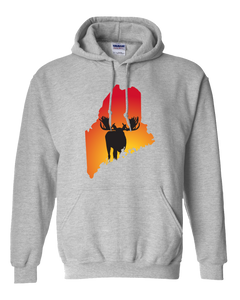 Pullover Hooded Sweatshirt Maine Athletic Heather Moose Vibrant Design High Quality Tight Knit Ring Spun Low Maintenance Cotton Printed With The Newest Available Color Transfer Technology