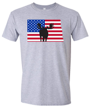Load image into Gallery viewer, Short Sleeve T-Shirt North Dakota Athletic Heather Moose Vibrant Design High Quality Tight Knit Ring Spun Low Maintenance Cotton Printed With The Newest Available Color Transfer Technology