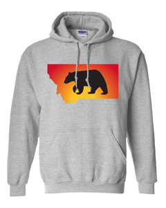 Pullover Hooded Sweatshirt Montana Athletic Heather Black Bear Vibrant Design High Quality Tight Knit Ring Spun Low Maintenance Cotton Printed With The Newest Available Color Transfer Technology