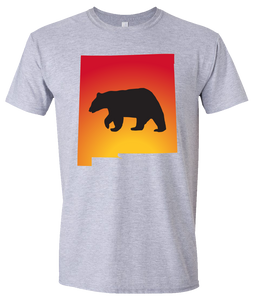 Short Sleeve T-Shirt New Mexico Athletic Heather Black Bear Vibrant Design High Quality Tight Knit Ring Spun Low Maintenance Cotton Printed With The Newest Available Color Transfer Technology