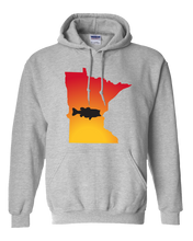 Load image into Gallery viewer, Pullover Hooded Sweatshirt Minnesota Athletic Heather Large Mouth Bass Vibrant Design High Quality Tight Knit Ring Spun Low Maintenance Cotton Printed With The Newest Available Color Transfer Technology
