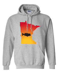 Pullover Hooded Sweatshirt Minnesota Athletic Heather Large Mouth Bass Vibrant Design High Quality Tight Knit Ring Spun Low Maintenance Cotton Printed With The Newest Available Color Transfer Technology