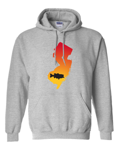 Pullover Hooded Sweatshirt New Jersey Athletic Heather Large Mouth Bass Vibrant Design High Quality Tight Knit Ring Spun Low Maintenance Cotton Printed With The Newest Available Color Transfer Technology