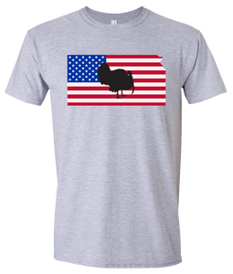 Short Sleeve T-Shirt Kansas Athletic Heather Turkey Vibrant Design High Quality Tight Knit Ring Spun Low Maintenance Cotton Printed With The Newest Available Color Transfer Technology