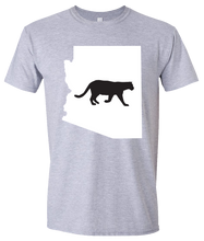 Load image into Gallery viewer, Short Sleeve T-Shirt Arizona Athletic Heather Mountain Lion Vibrant Design High Quality Tight Knit Ring Spun Low Maintenance Cotton Printed With The Newest Available Color Transfer Technology
