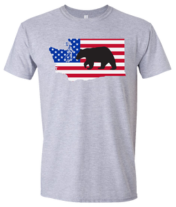 Short Sleeve T-Shirt Washington Athletic Heather Black Bear Vibrant Design High Quality Tight Knit Ring Spun Low Maintenance Cotton Printed With The Newest Available Color Transfer Technology