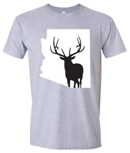 Load image into Gallery viewer, Short Sleeve T-Shirt Arizona Athletic Heather Elk Vibrant Design High Quality Tight Knit Ring Spun Low Maintenance Cotton Printed With The Newest Available Color Transfer Technology