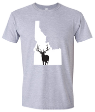 Load image into Gallery viewer, Short Sleeve T-Shirt Idaho Athletic Heather Elk Vibrant Design High Quality Tight Knit Ring Spun Low Maintenance Cotton Printed With The Newest Available Color Transfer Technology