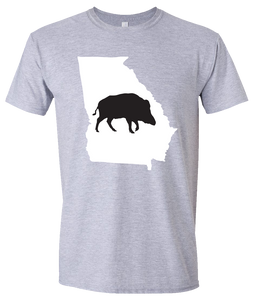 Short Sleeve T-Shirt Georgia Athletic Heather Wild Hog Vibrant Design High Quality Tight Knit Ring Spun Low Maintenance Cotton Printed With The Newest Available Color Transfer Technology
