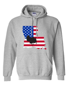 Pullover Hooded Sweatshirt Louisiana Athletic Heather Turkey Vibrant Design High Quality Tight Knit Ring Spun Low Maintenance Cotton Printed With The Newest Available Color Transfer Technology