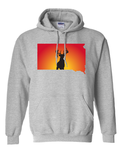 Pullover Hooded Sweatshirt South Dakota Athletic Heather Whitetail Deer Vibrant Design High Quality Tight Knit Ring Spun Low Maintenance Cotton Printed With The Newest Available Color Transfer Technology
