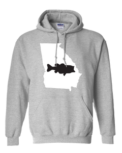 Pullover Hooded Sweatshirt Georgia Athletic Heather Large Mouth Bass Vibrant Design High Quality Tight Knit Ring Spun Low Maintenance Cotton Printed With The Newest Available Color Transfer Technology