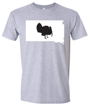 Load image into Gallery viewer, Short Sleeve T-Shirt South Dakota Athletic Heather Turkey Vibrant Design High Quality Tight Knit Ring Spun Low Maintenance Cotton Printed With The Newest Available Color Transfer Technology