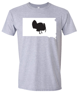 Short Sleeve T-Shirt South Dakota Athletic Heather Turkey Vibrant Design High Quality Tight Knit Ring Spun Low Maintenance Cotton Printed With The Newest Available Color Transfer Technology