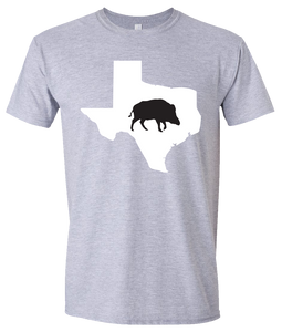 Short Sleeve T-Shirt Texas Athletic Heather Wild Hog Vibrant Design High Quality Tight Knit Ring Spun Low Maintenance Cotton Printed With The Newest Available Color Transfer Technology