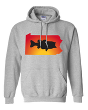 Load image into Gallery viewer, Pullover Hooded Sweatshirt Pennsylvania Athletic Heather Large Mouth Bass Vibrant Design High Quality Tight Knit Ring Spun Low Maintenance Cotton Printed With The Newest Available Color Transfer Technology