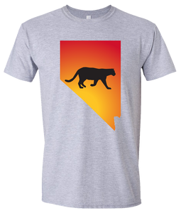 Short Sleeve T-Shirt Nevada Athletic Heather Mountain Lion Vibrant Design High Quality Tight Knit Ring Spun Low Maintenance Cotton Printed With The Newest Available Color Transfer Technology