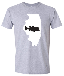 Short Sleeve T-Shirt Illinois Athletic Heather Large Mouth Bass Vibrant Design High Quality Tight Knit Ring Spun Low Maintenance Cotton Printed With The Newest Available Color Transfer Technology
