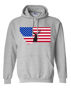 Pullover Hooded Sweatshirt Montana Athletic Heather Mule Deer Vibrant Design High Quality Tight Knit Ring Spun Low Maintenance Cotton Printed With The Newest Available Color Transfer Technology