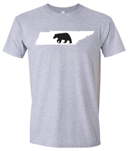 Short Sleeve T-Shirt Tennessee Athletic Heather Black Bear Vibrant Design High Quality Tight Knit Ring Spun Low Maintenance Cotton Printed With The Newest Available Color Transfer Technology