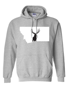 Pullover Hooded Sweatshirt Montana Athletic Heather Mule Deer Vibrant Design High Quality Tight Knit Ring Spun Low Maintenance Cotton Printed With The Newest Available Color Transfer Technology