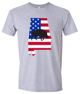 Short Sleeve T-Shirt Alabama Athletic Heather Wild Hog Vibrant Design High Quality Tight Knit Ring Spun Low Maintenance Cotton Printed With The Newest Available Color Transfer Technology