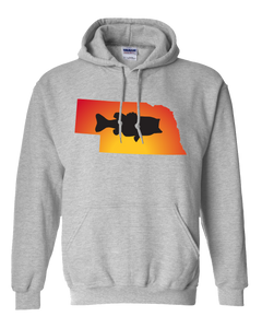 Pullover Hooded Sweatshirt Nebraska Athletic Heather Large Mouth Bass Vibrant Design High Quality Tight Knit Ring Spun Low Maintenance Cotton Printed With The Newest Available Color Transfer Technology