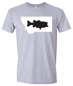 Short Sleeve T-Shirt Montana Athletic Heather Large Mouth Bass Vibrant Design High Quality Tight Knit Ring Spun Low Maintenance Cotton Printed With The Newest Available Color Transfer Technology