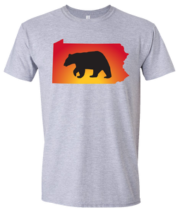 Short Sleeve T-Shirt Pennsylvania Athletic Heather Black Bear Vibrant Design High Quality Tight Knit Ring Spun Low Maintenance Cotton Printed With The Newest Available Color Transfer Technology