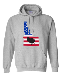 Pullover Hooded Sweatshirt Idaho Athletic Heather Turkey Vibrant Design High Quality Tight Knit Ring Spun Low Maintenance Cotton Printed With The Newest Available Color Transfer Technology