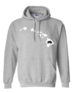 Pullover Hooded Sweatshirt Hawaii Athletic Heather Wild Hog Vibrant Design High Quality Tight Knit Ring Spun Low Maintenance Cotton Printed With The Newest Available Color Transfer Technology