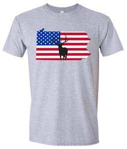 Short Sleeve T-Shirt Pennsylvania Athletic Heather Elk Vibrant Design High Quality Tight Knit Ring Spun Low Maintenance Cotton Printed With The Newest Available Color Transfer Technology