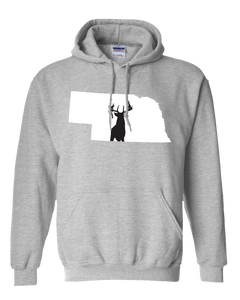 Pullover Hooded Sweatshirt Nebraska Athletic Heather Whitetail Deer Vibrant Design High Quality Tight Knit Ring Spun Low Maintenance Cotton Printed With The Newest Available Color Transfer Technology