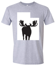 Load image into Gallery viewer, Short Sleeve T-Shirt Utah Athletic Heather Moose Vibrant Design High Quality Tight Knit Ring Spun Low Maintenance Cotton Printed With The Newest Available Color Transfer Technology
