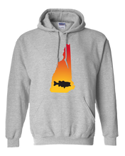 Load image into Gallery viewer, Pullover Hooded Sweatshirt New Hampshire Athletic Heather Large Mouth Bass Vibrant Design High Quality Tight Knit Ring Spun Low Maintenance Cotton Printed With The Newest Available Color Transfer Technology