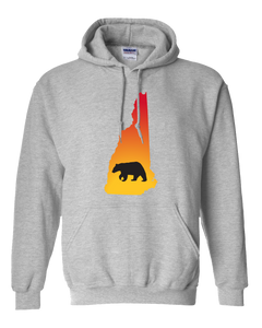 Pullover Hooded Sweatshirt New Hampshire Athletic Heather Black Bear Vibrant Design High Quality Tight Knit Ring Spun Low Maintenance Cotton Printed With The Newest Available Color Transfer Technology