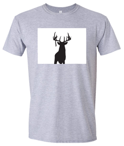 Short Sleeve T-Shirt Colorado Athletic Heather Whitetail Deer Vibrant Design High Quality Tight Knit Ring Spun Low Maintenance Cotton Printed With The Newest Available Color Transfer Technology