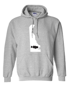 Pullover Hooded Sweatshirt Delaware Athletic Heather Large Mouth Bass Vibrant Design High Quality Tight Knit Ring Spun Low Maintenance Cotton Printed With The Newest Available Color Transfer Technology