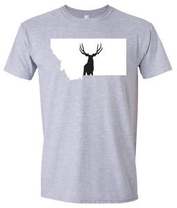 Short Sleeve T-Shirt Montana Athletic Heather Mule Deer Vibrant Design High Quality Tight Knit Ring Spun Low Maintenance Cotton Printed With The Newest Available Color Transfer Technology