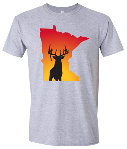 Short Sleeve T-Shirt Minnesota Athletic Heather Whitetail Deer Vibrant Design High Quality Tight Knit Ring Spun Low Maintenance Cotton Printed With The Newest Available Color Transfer Technology