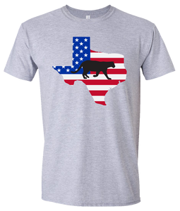 Short Sleeve T-Shirt Texas Athletic Heather Mountain Lion Vibrant Design High Quality Tight Knit Ring Spun Low Maintenance Cotton Printed With The Newest Available Color Transfer Technology